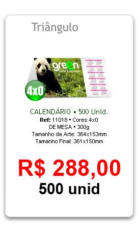 500 Calendários de Mesa Triangulo